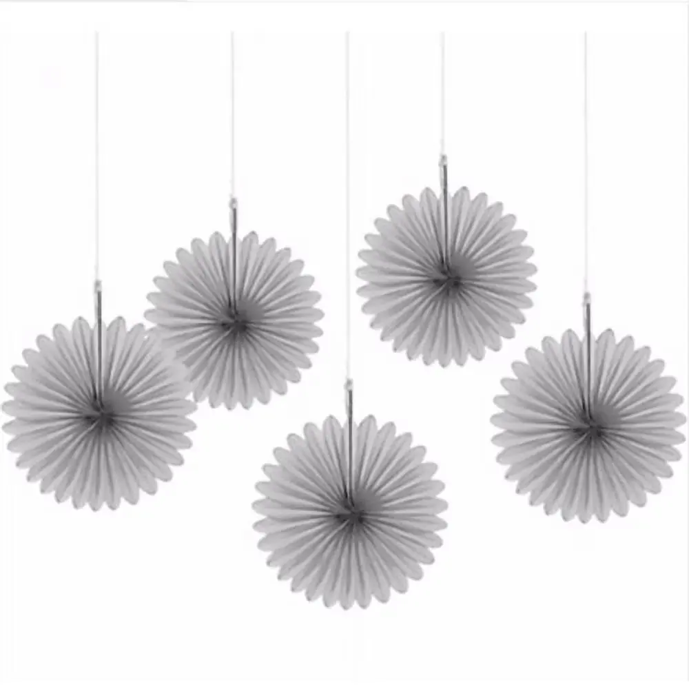 Mini Fan Deco 5 Count - Silver