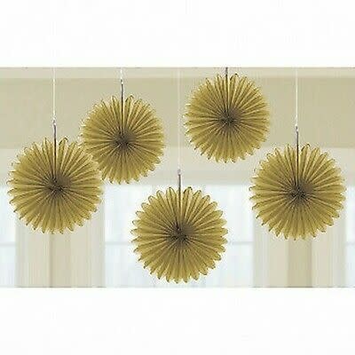 Mini Fan Deco 5/pk-Gold