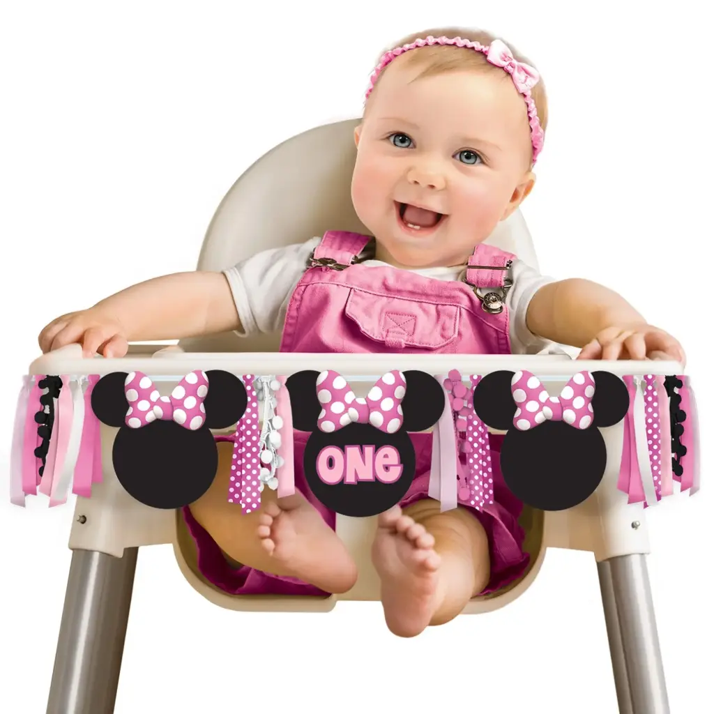Minnie Mouse Forever Deluxe High Chair Decoration First Birthday Girl