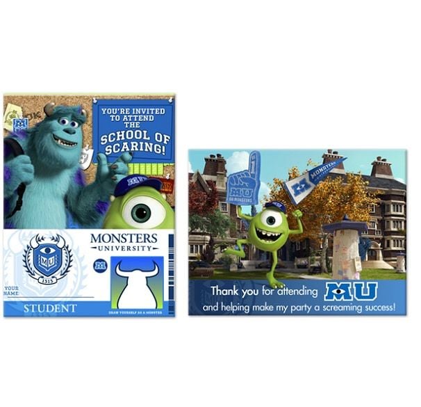 Monsters Uni - Inv & Thank U Cards