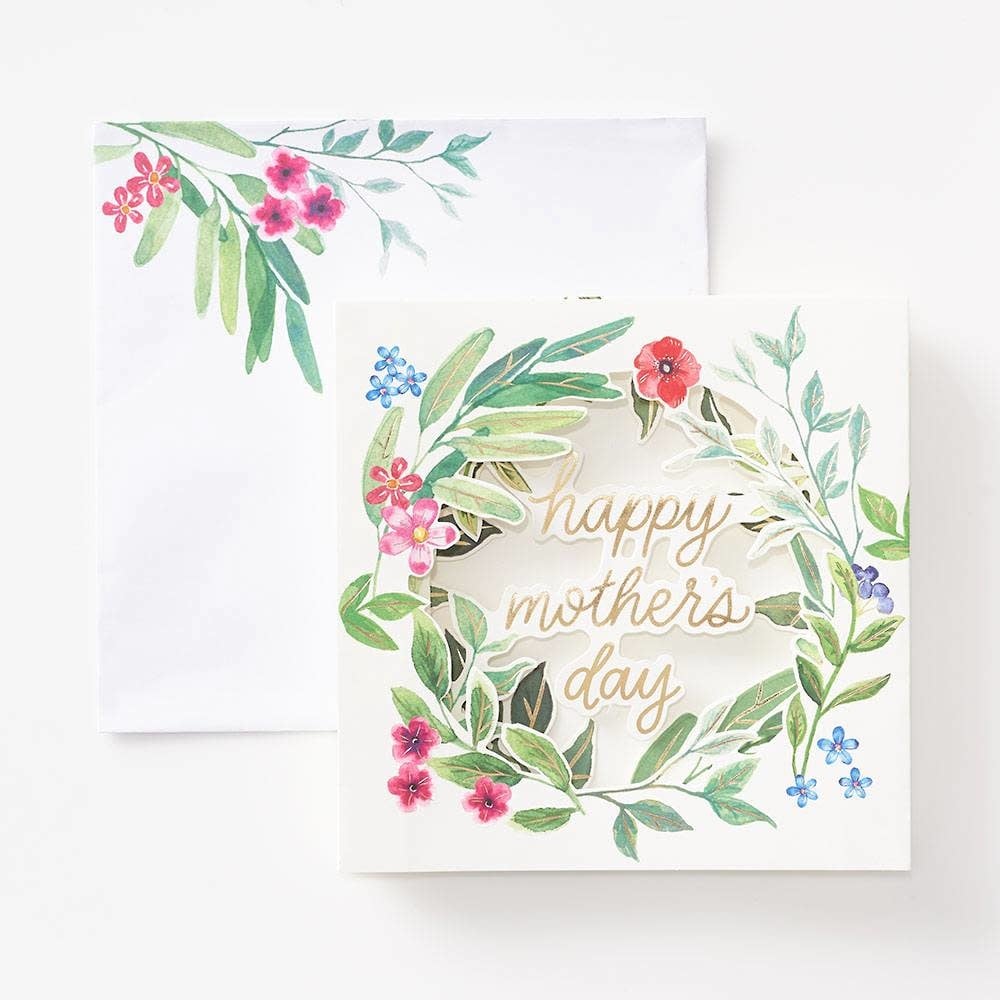Mothers Day Greenery Wreath Pop Up Single Card Mother