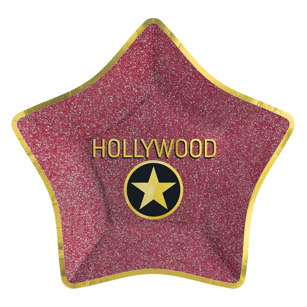 Movie Night Star Shaped Metallic Plates, 10 1/2 Inch