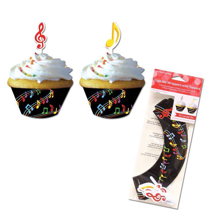 Music Notes - Cupcake Wrap W Pick