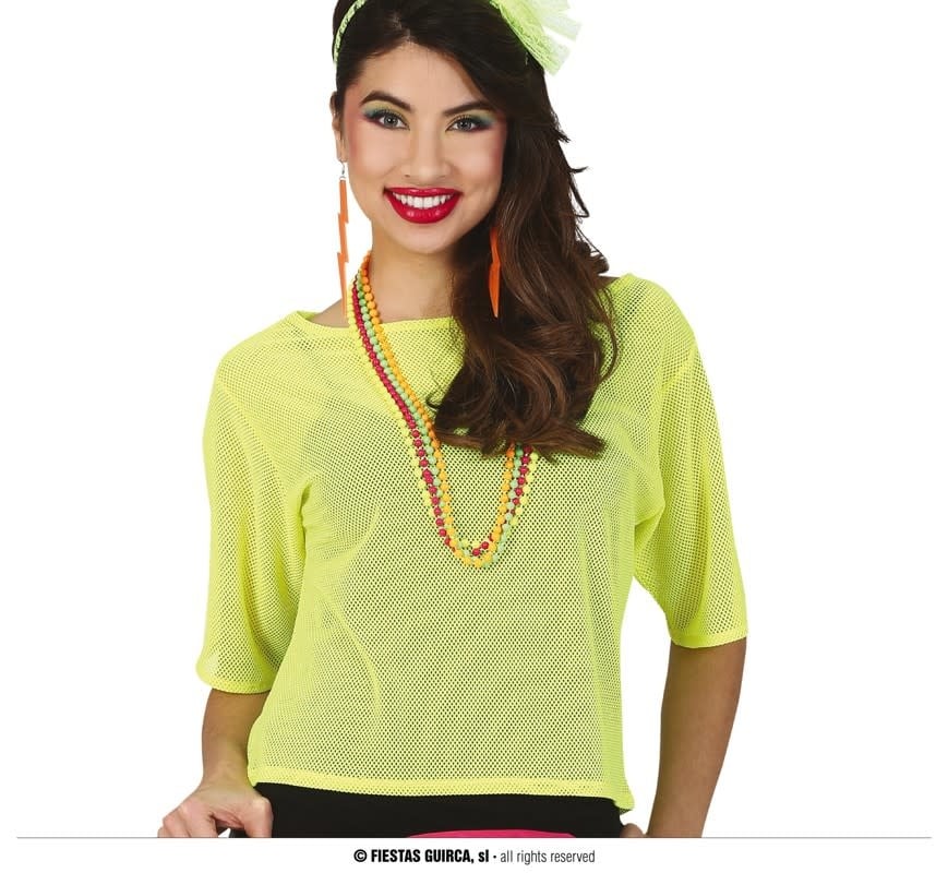 NEON YELLOW FISHNET T-SHIRT 80's Eighties