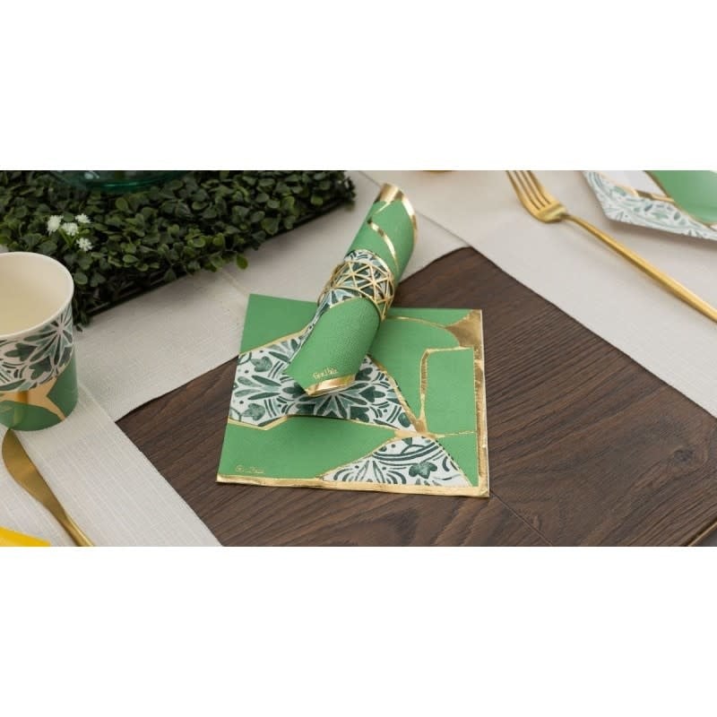 Napkins 33x33 cm 16/pk-Kintsugi Green & Yellow