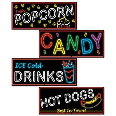 Neon Food Sign Cutouts 80's Eighties