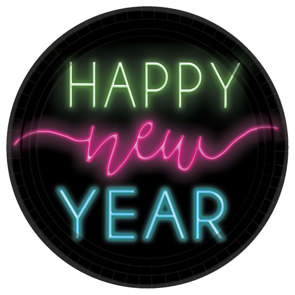 New Year's Glow Round Plates, 10 1/2"