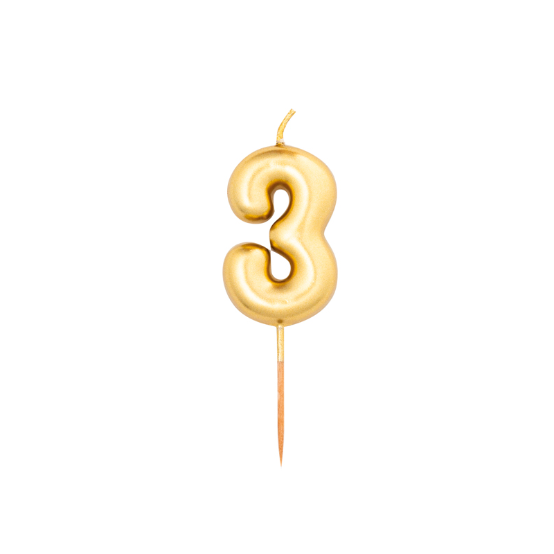 Numeral Metal Candle 3 8 Cm-Gold