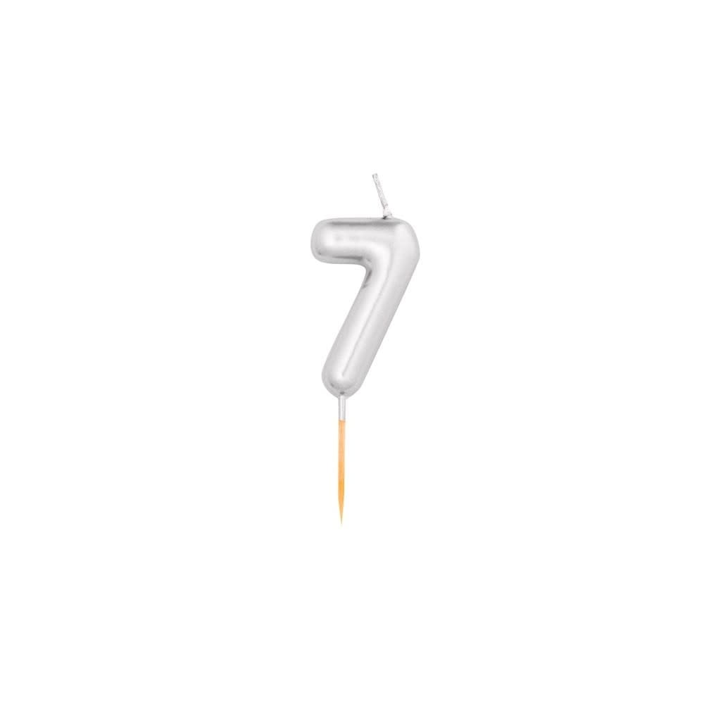 شمعة معدنية رقم 7 فضي