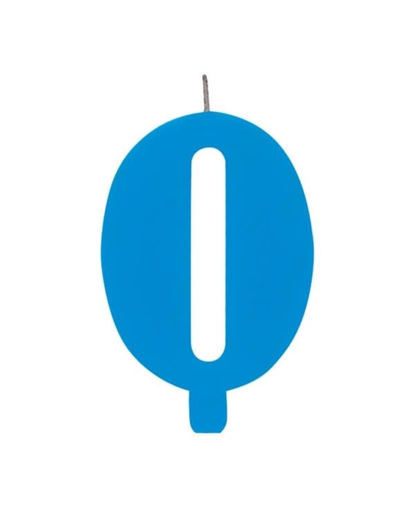 Numeral Sparkling Candles 0 w/Holder 9.5cm Turquoise