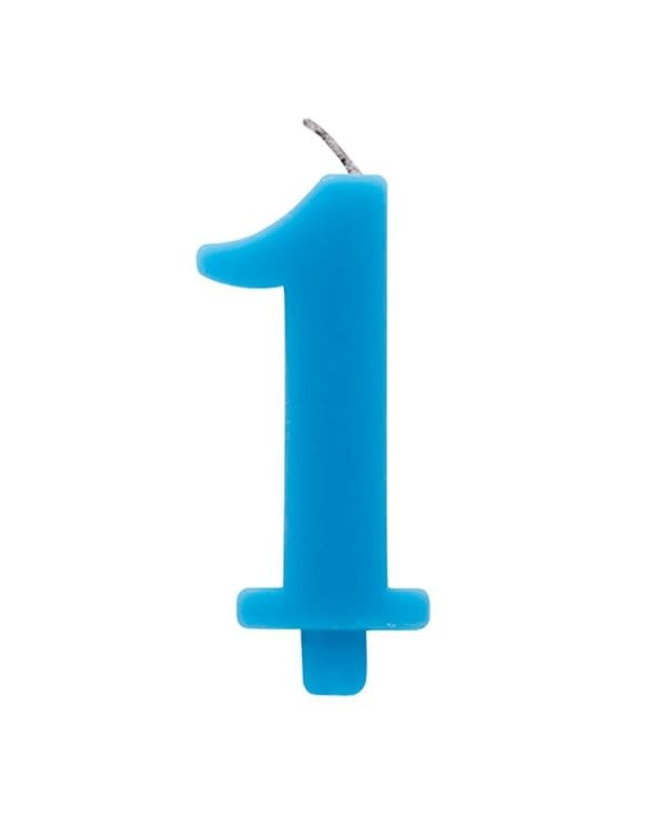Numeral Sparkling Candles 1 w/Holder 9.5cm Turquoise