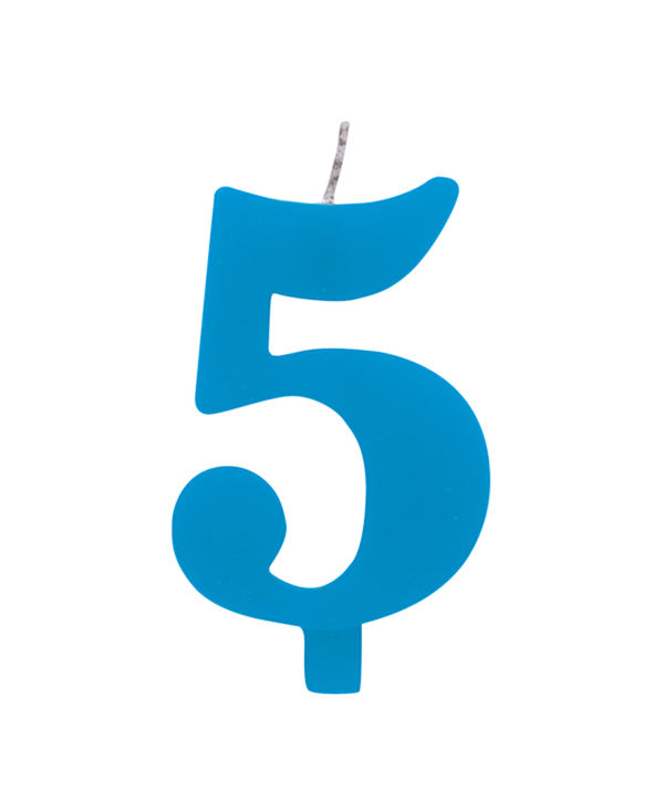 Numeral Sparkling Candles 5 w/Holder 9.5cm Turquoise