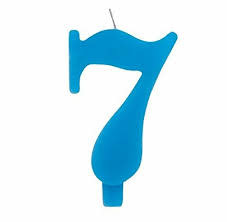 Numeral Sparkling Candles 7 w/Holder 9.5cm Turquoise