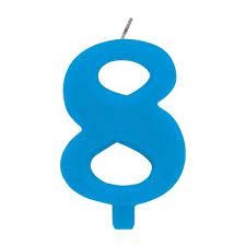 Numeral Sparkling Candles 8 w/Holder 9.5cm Turquoise