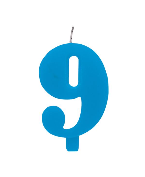 Numeral Sparkling Candles 9 w/Holder 9.5cm Turquoise