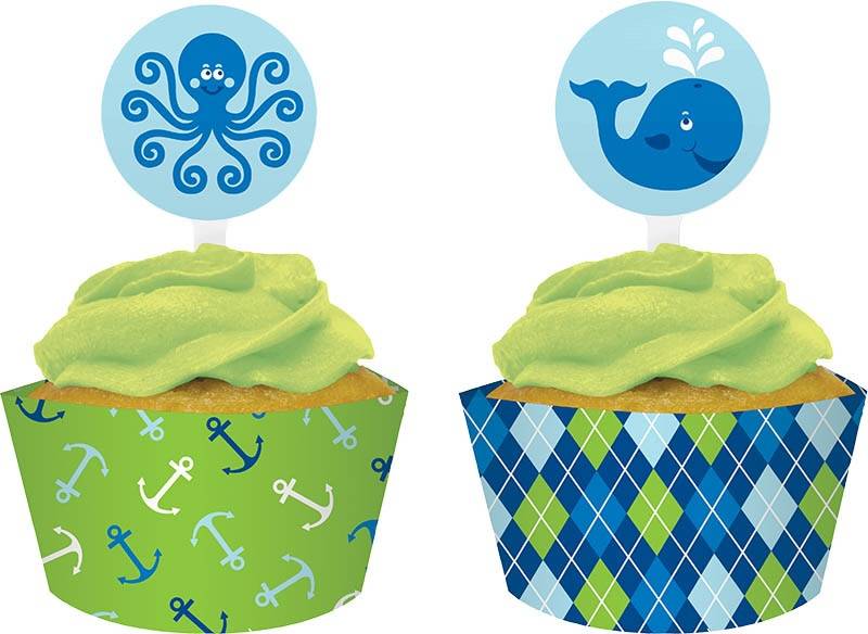 Ocean Prpy Boy - Cupcake Wrap W Pick
