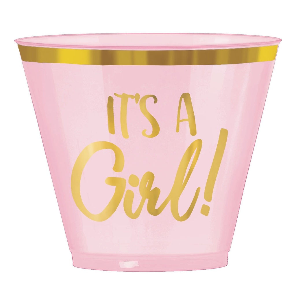 Oh Baby Girl Hot-Stamped Plastic Tumblers, 9 oz.