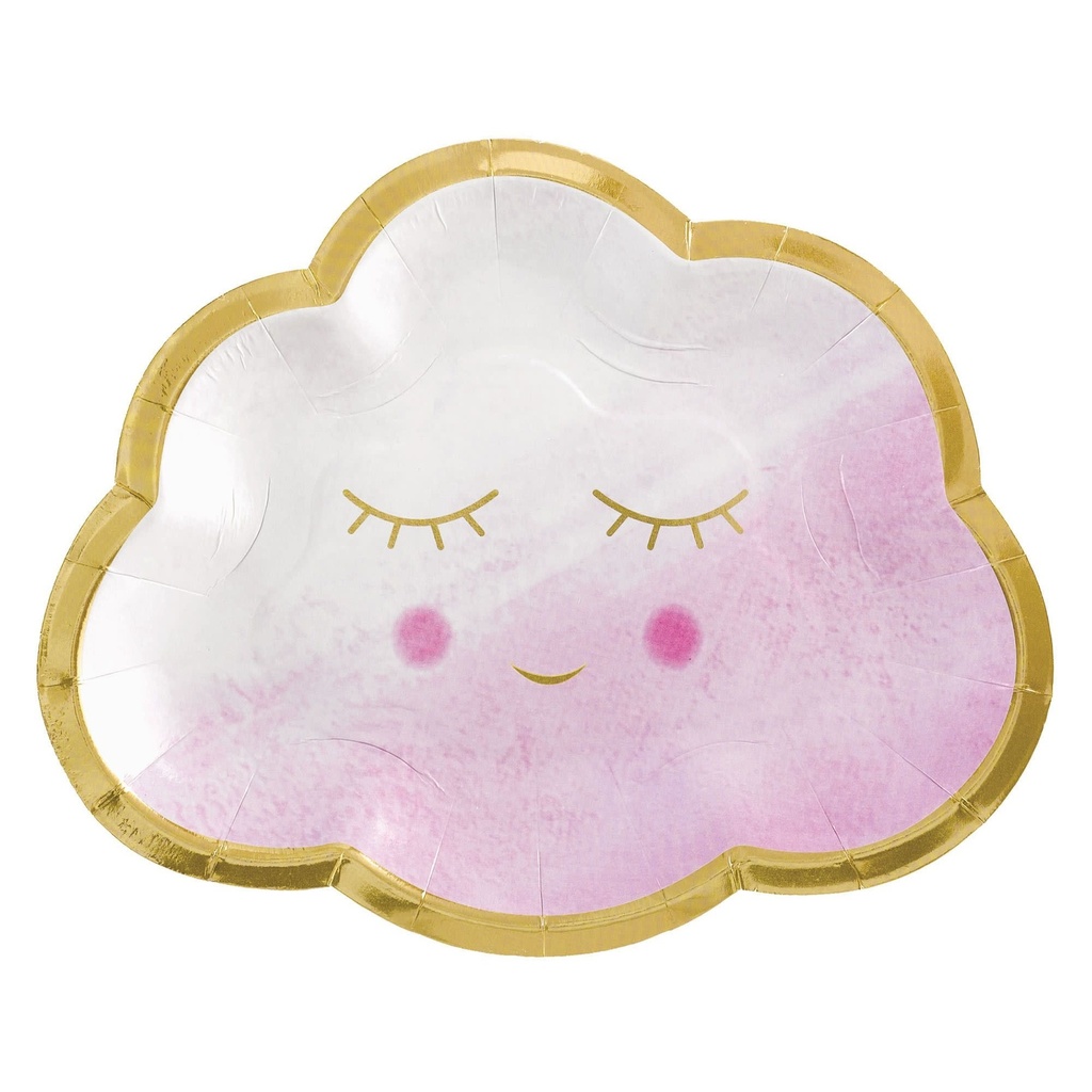 Oh Baby Girl Metallic Shaped Plates, 6 1/2 Inch