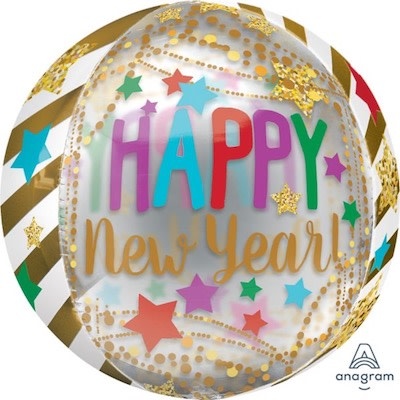 Orbz Foil Balloon-Happy New Year Streamers & Stars New Year