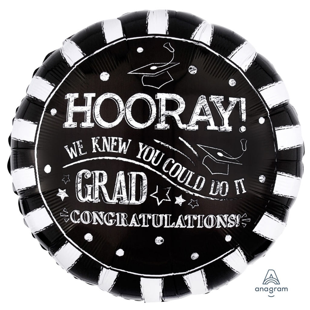 Hooray Grad Foil Balloon 28Inchch