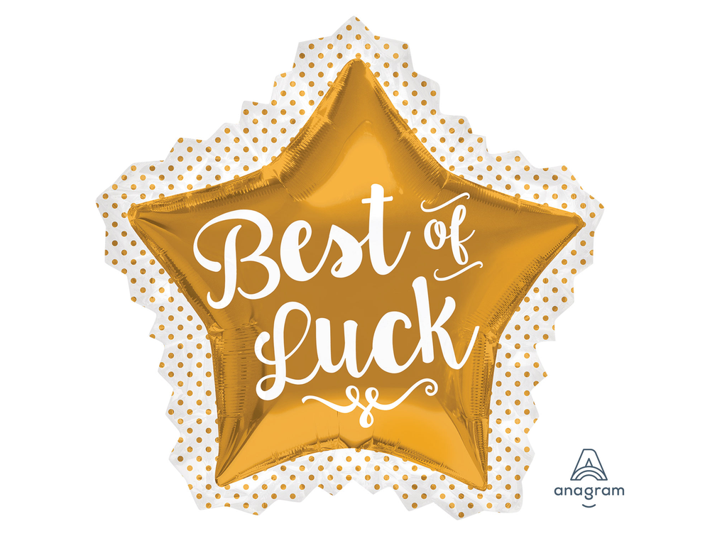 P35 BEST OF LUCK GOLD STAR SUPERSHAPE BALLOON 34 X 32INCH