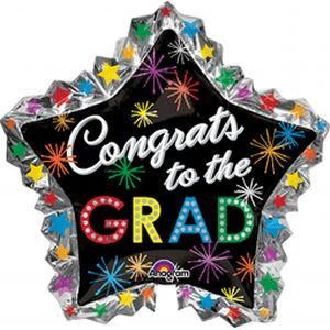 P35 CONGRATS TO THEGRAD BURSTS SUPERSHAPE BALLOON 34INCHCH Graduation