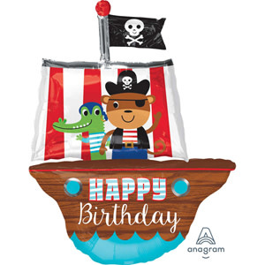 P35 Hbd Pirate Ship Supershape Foil Balloon