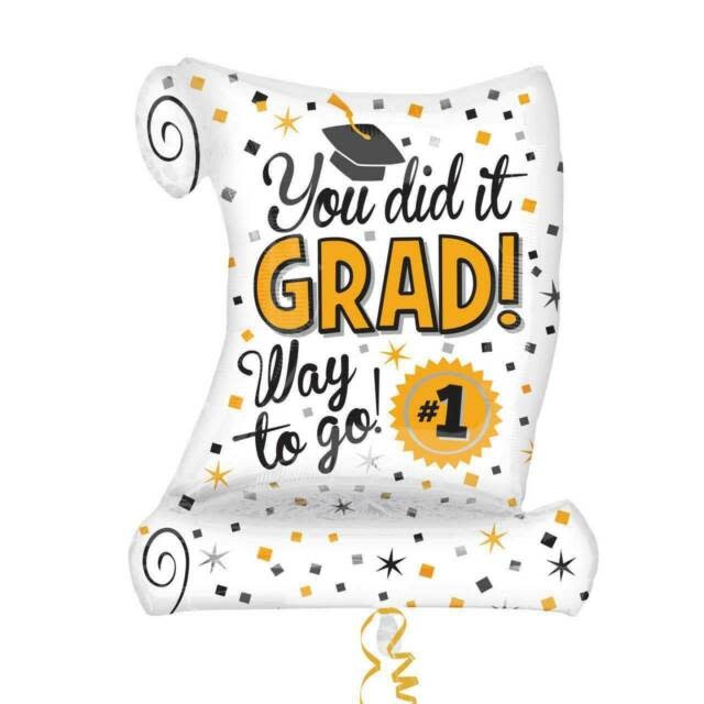 P35 YOU DID IT DIPLOMA  SUPERSHAPE FOIL BALLOON