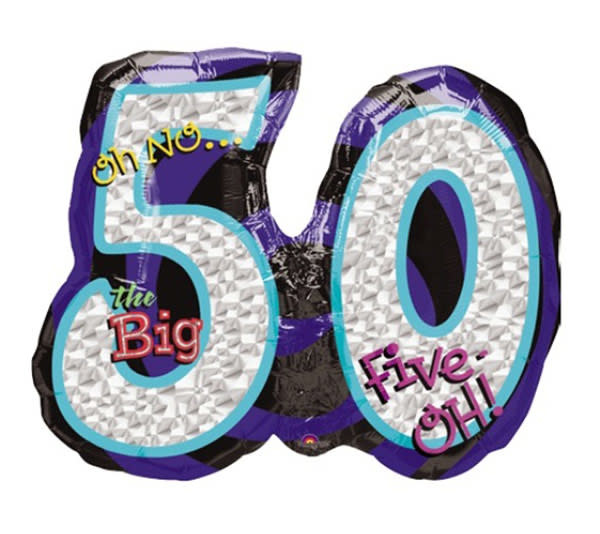 P40 Oh No The Big 50 Holographic Balloon 26 X 21In