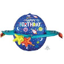 P60 Happy Birthday Colorful Galaxy Ultrashape Balloon
