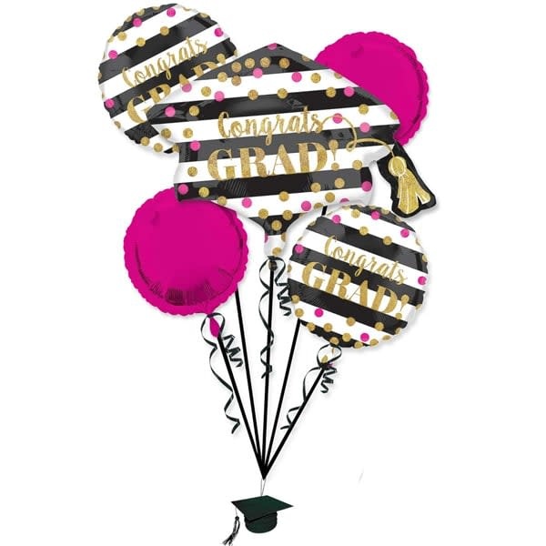 Gold Confetti Grad Balloon Bouquet