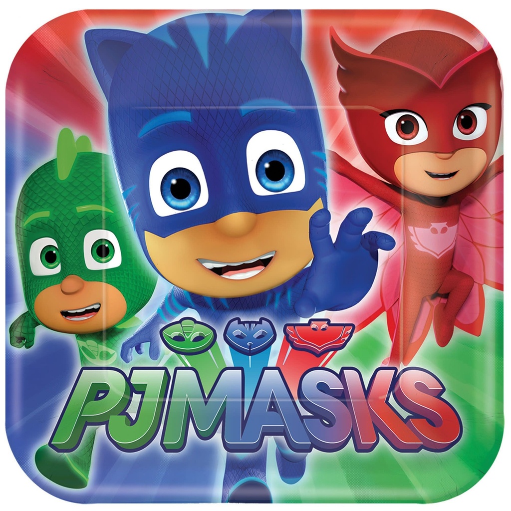 PJ Masks Square Plates, 7 Inch