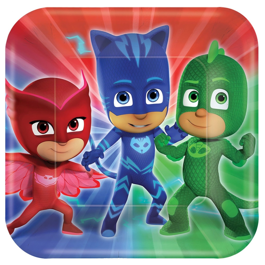 PJ Masks Square Plates, 9 Inch
