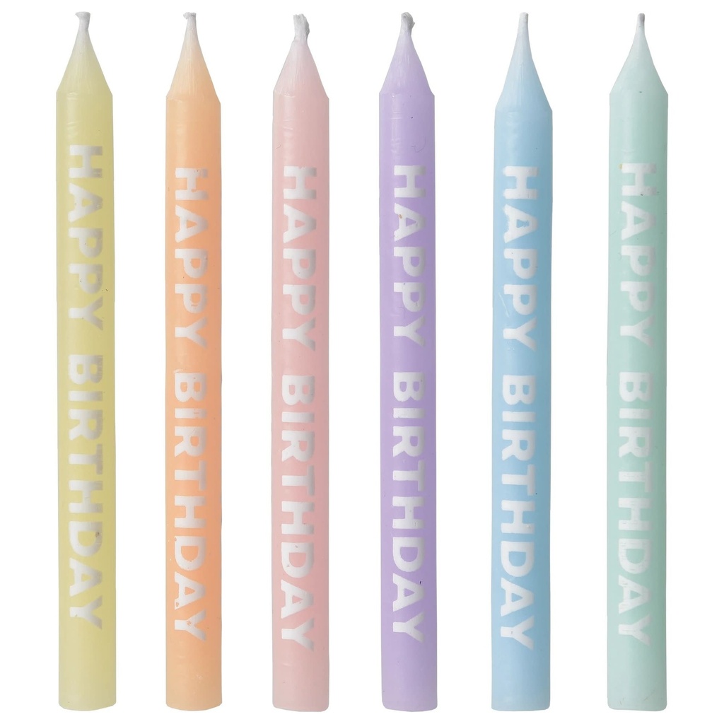 Pastel Happy Birthday Candles (3 1/4") 12/pk