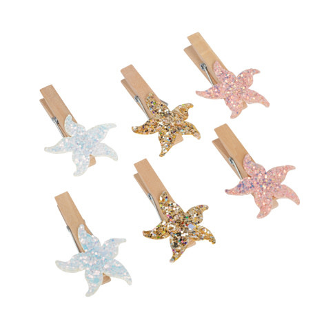 Pegs 6/pk-Sea Stars Mermaid