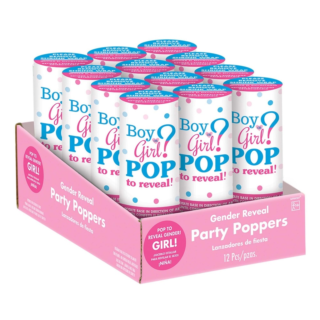 Pink  Girl PoppersConfetti Popper Streamer