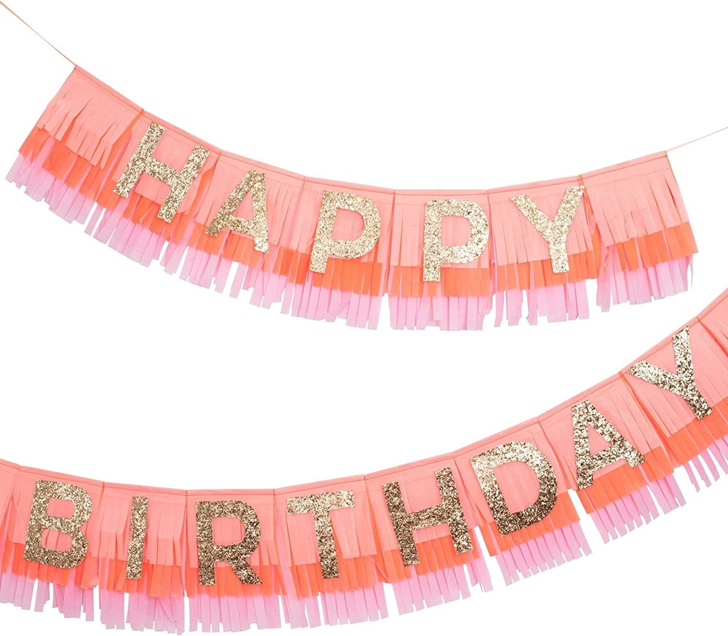 Pink Happy Birthday Fringe Garland