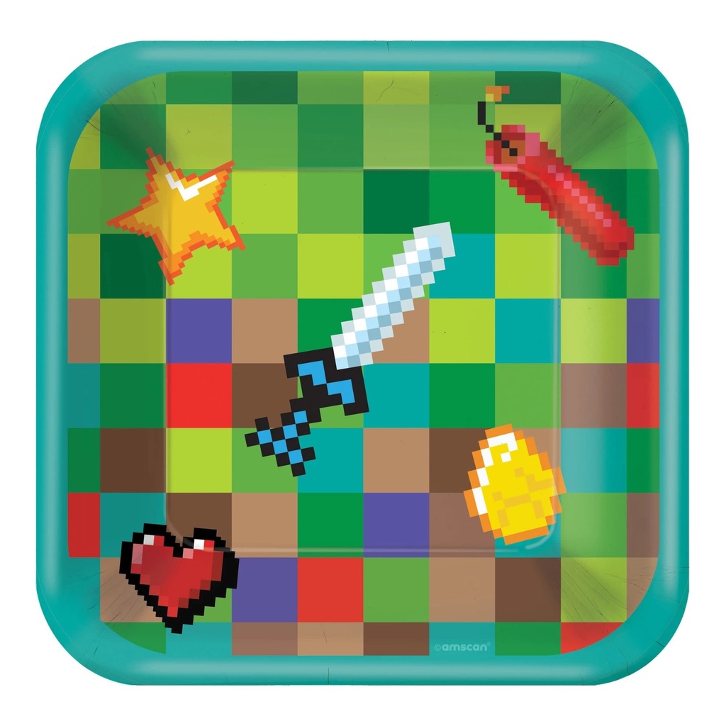 Pixel Party Square Plates, 7"
