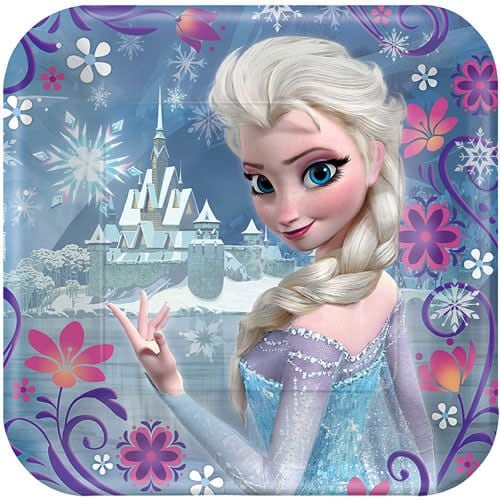 أطباق ورقية للحلويات بتصميم فيلم ملكة الثلج مقاس ٧ بوصات