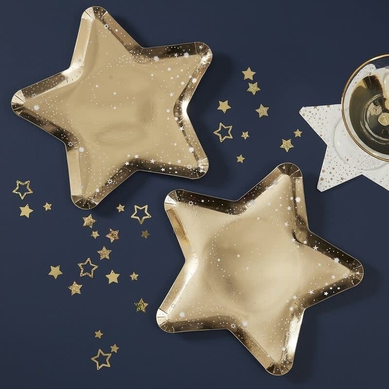 Plates Star Shape - Gold 8/Pk