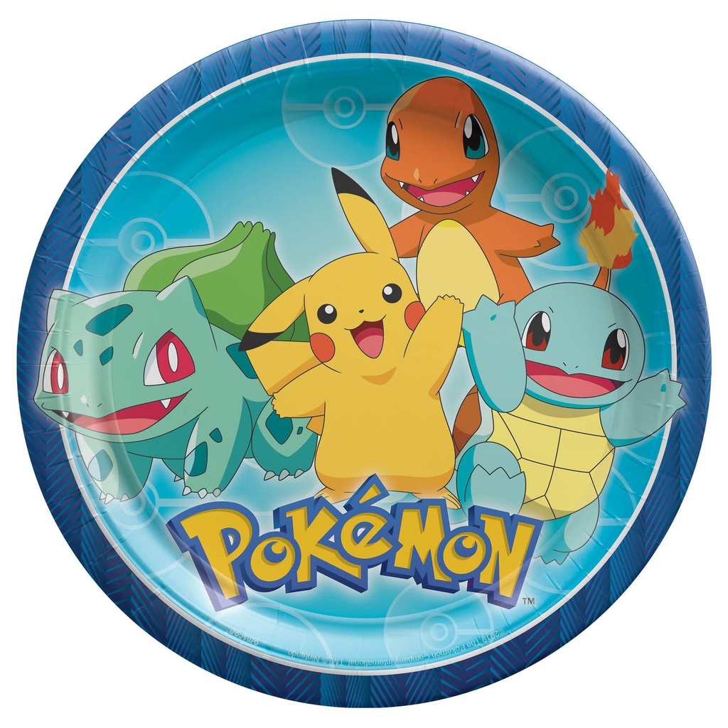 Pokemon 9 Inch Round Plates 8/pk