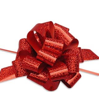 Pull Bow Holographic Ribbon -  Red
