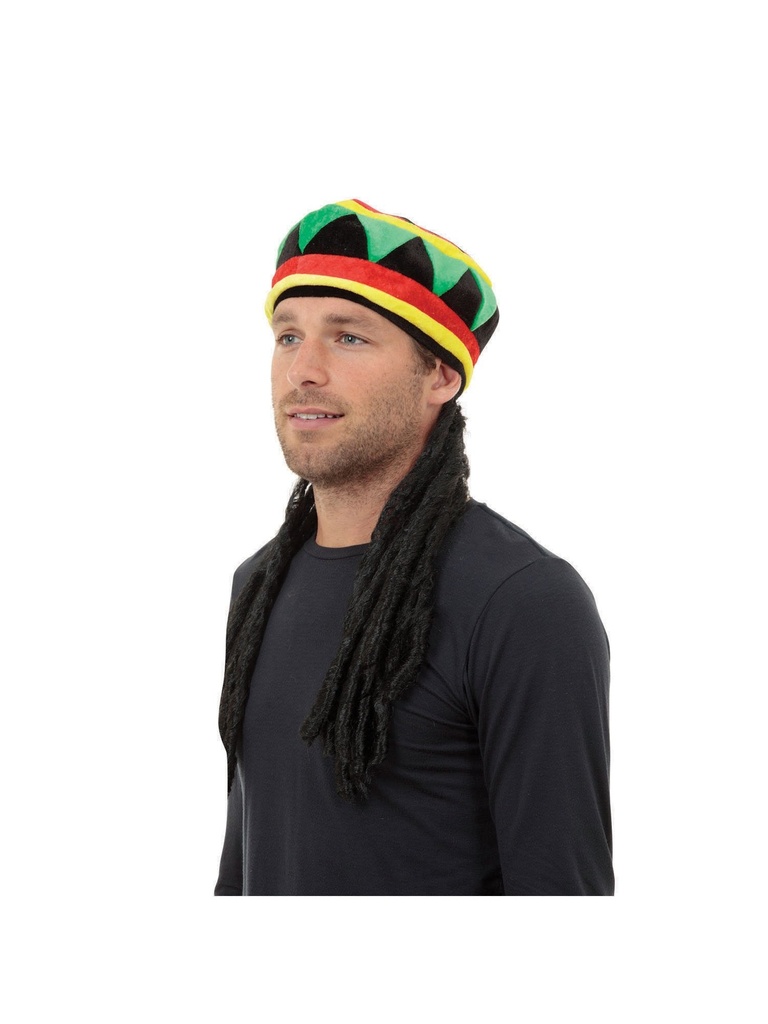 Rasta Costume Hat with Hair