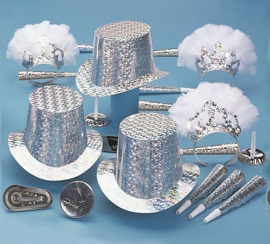 Regency & Sterling New Year Party Kit for 50 People-Silver New Year