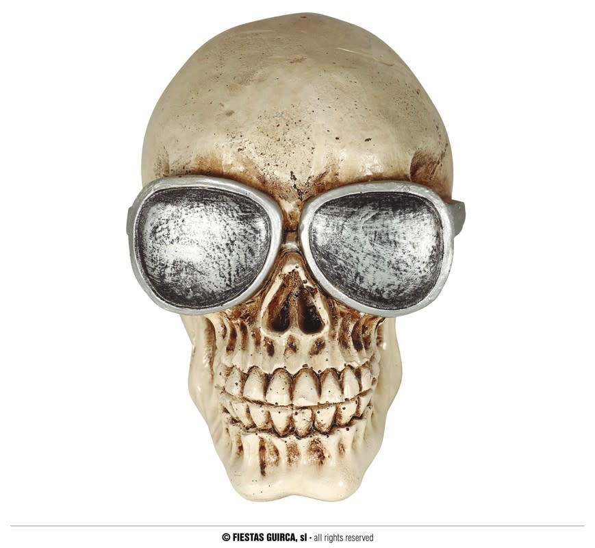 Resin Skull With Glasses 11 Cms Halloween