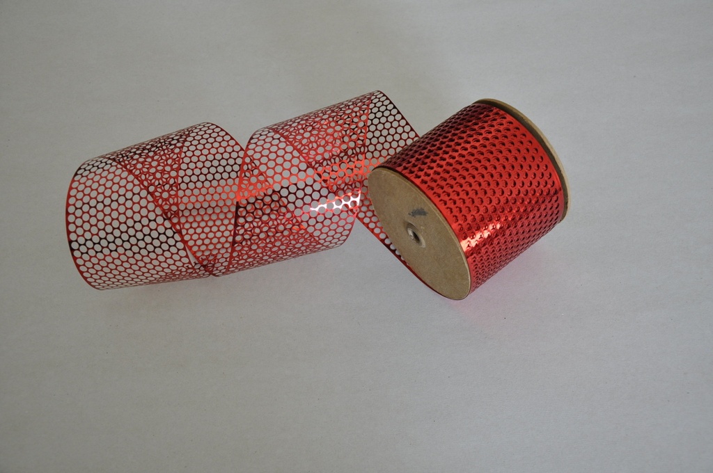 Ribbon Plastic w Punctured Holes 3.5 Inch X 500 Yd -  Red