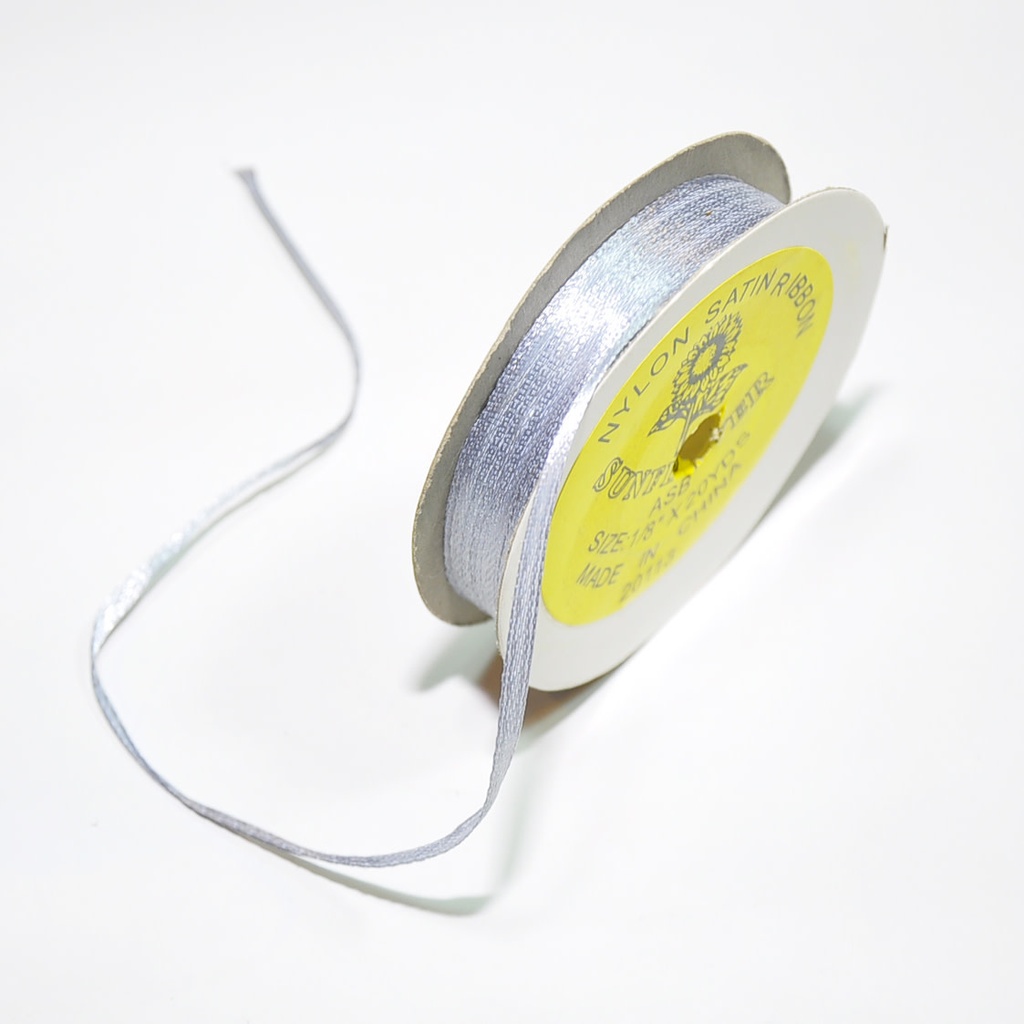 Ribbon Satin 1/8" X 20 Yd -  Silver