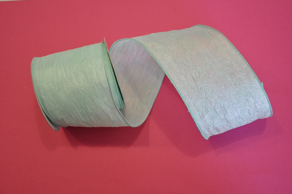 Ribbon Wired Crushed Spring -  Mint 2 inch X 10 Yd