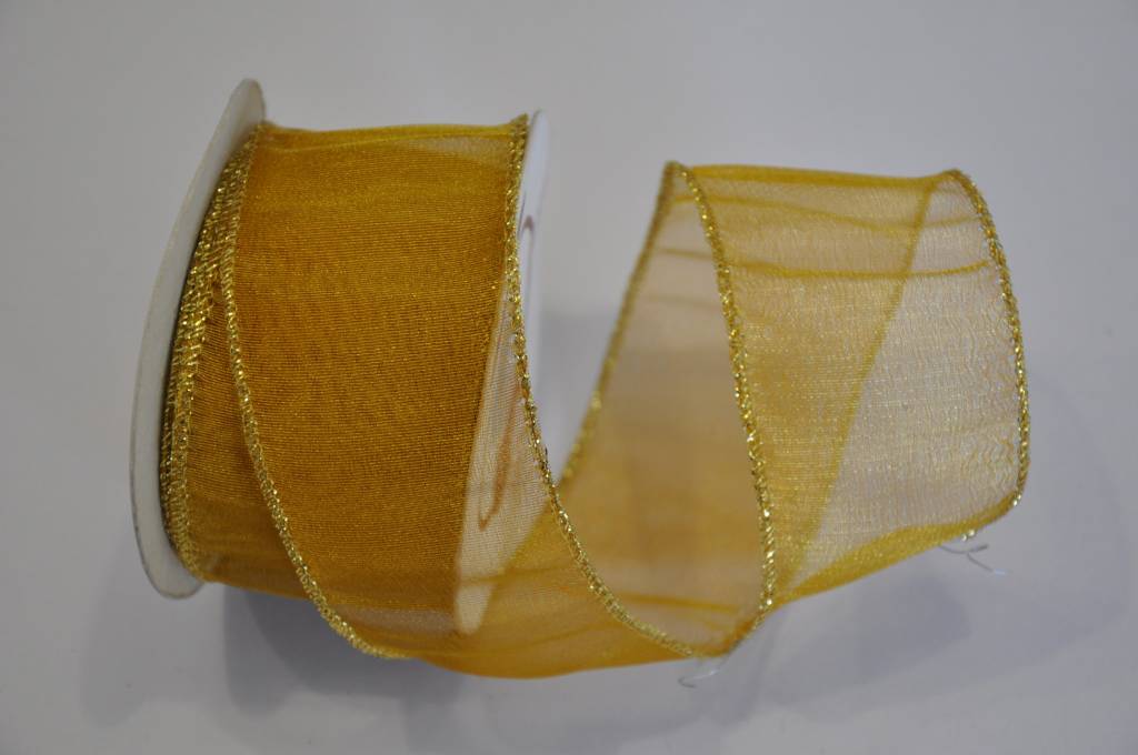 Ribbon Wired Sheer 2" X 10 Yd - Gold