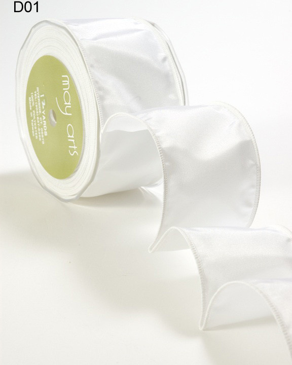 Ribbon Wired Taffeta Iridescent  5 inch X 12 Yd -  White